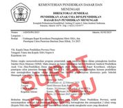 Waspadai Surat Palsu atas Nama Direktorat Jenderal PAUD, Dikdas, dan Dikmen, Kemendikdasmen